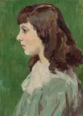 French School, A Painterly Profile Portrait of a Young Girl, Oil on canvas