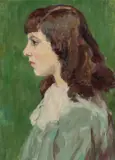 French School, A Painterly Profile Portrait of a Young Girl, Oil on canvas