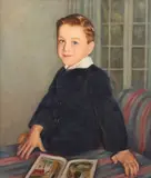 American School, Portrait of a Bright-Eyed Boy with Book, Oil on canvas