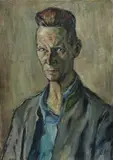 Oskar Kokoschka, Intense Portrait of a Man, Oil on board