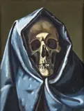 Jack Hartert, Skull in Gown, Oil on board