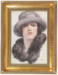 Otto Madsen, Young Woman with a Stole, Oil on board