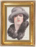 Otto Madsen, Young Woman with a Stole, Oil on board