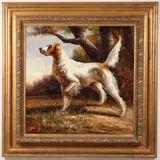 European School, An English Setter on Point, Oil on canvas