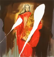 Julian Schnabel, Portrait of Xavier Mascaro, Silkscreen with poured resin