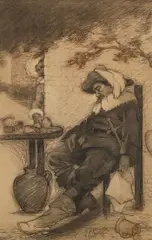 H.C. Johnston, The Crafty Thief, Charcoal on paper