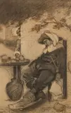 H.C. Johnston, The Crafty Thief, Charcoal on paper