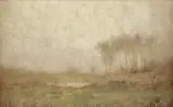 John Francis Murphy, Misty Landscape, Oil on wood panel