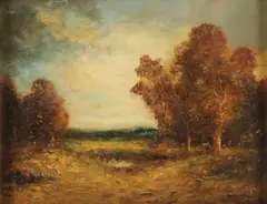 Hudson Kitchell, Dusk Fall Landscape, Oil on canvas