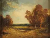Hudson Kitchell, Dusk Fall Landscape, Oil on canvas