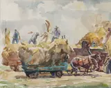 Robert Franz von Neumann, Making Hay, Watercolor