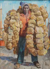 Sponge Fisherman by Robert von Neumann, Oil on board, sold Dec 2025