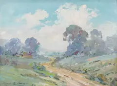 Emerson Lewis, California Landscape, Oil on canvas board