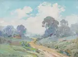 Emerson Lewis, California Landscape, Oil on canvas board
