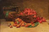 Raymond Tholer, Still Life with Cherries and Strawberries, Oil on panel