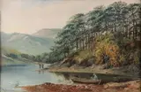 William James Crompton, Lake Scene with Figures, Oil on canvas