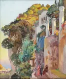 Michail Ogranovitsch, Scene of Capri, Oil on panel