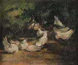 Ferrucio Pasqui, Flock of Chickens, Oil on canvas