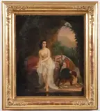 Robert Wilhelm Ekman, Bathing Nude Woman with Dog and Chaperone, Oil on canvas