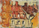 Maximilian Ruess, Cityscape, Oil on board