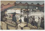 Harold Altman, Market, Late Afternoon, Color lithograph