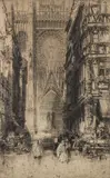 Hedley Fitton, Cathedral Entrance, Etching on paper