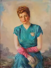 Martha Elliott, Portrait of a Woman with Pink Gloves, Oil on canvas