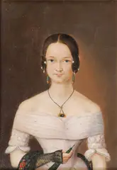 Continental School, Portrait of an Elegant Young Woman in Fancy Attire, Oil on tin
