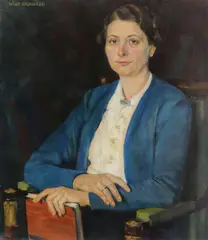 Portrait of a Seated Woman Holding Book by Willy Stukhard, Oil on canvas, sold Dec 2025