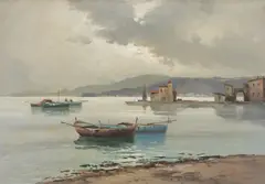 Arturo Verni, Seascape at Dusk, Oil on canvas