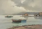 Arturo Verni, Seascape at Dusk, Oil on canvas