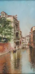 Martín Rico, Venetian Canal Scene, Oil on chamfered wood panel