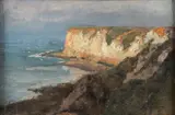 French School, Seaside Cliffs, Oil on canvas mounted on board