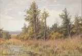 Otakar Hůrka, Landscape with Pond, Oil on canvas