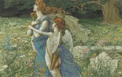Élisabeth Sonrel, Cupid Leading Venus, Watercolor, gouache, and ink over pencil