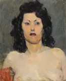 French School, Bust Portrait Nude of Woman, Oil on board