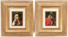 Inge Wolfle, Two Tyrolian Portraits, Each oil on board