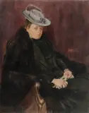 Gabriel von Ferenchich, Portrait of a Seated Woman in a Grey Hat and Black Fur Coat, Oil on canvas