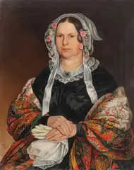Leopold Till, Portrait of Woman in Paisley Shawl, Oil on canvas