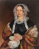 Leopold Till, Portrait of Woman in Paisley Shawl, Oil on canvas