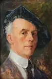 Gérard Roosen, Portrait of a Man in a Blue Tam, Oil on artist board