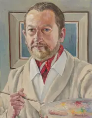 Self Portrait (The Painter with his Palette) by Ernst Gege, Oil on board, sold Dec 2025
