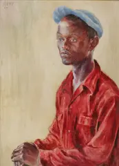 Cyril James Hatty, Portrait of a Young Man Wearing Cap, Oil on Masonite