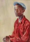 Cyril James Hatty, Portrait of a Young Man Wearing Cap, Oil on Masonite