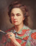 Rose Edtbauer Hiemke, Self Portrait, Oil on canvas in carved gilt frame
