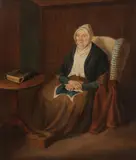 British School, Portrait of a Seated Woman in an Interior, Oil on artist board