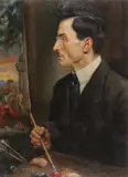 Continental School, Artist Self Portrait at Easel, Oil on canvas
