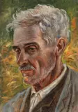 Fritz Alker, Portrait of a Man in a Fall Landscape, Oil on canvas