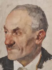 Munich School, Portrait of a Man, Oil on canvas, unstretched