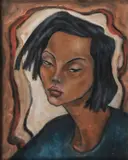 Angelo Botello, Portrait of a Young woman, Oil on paper laid on Masonite